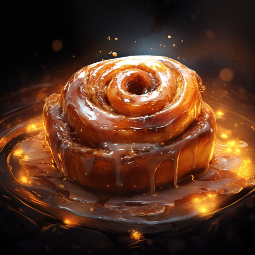 Decadent fantasy-inspired cinnamon bun with layers of frosting
