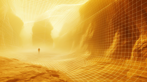 Fantasy landscape wireframe grid depiction