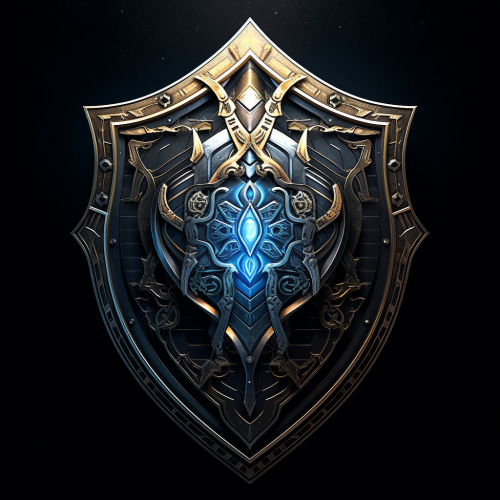 Ancient-Futuristic Shield in Fantasy Sci-Fi Style