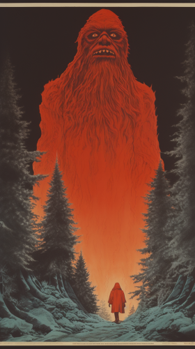 Happy wizard meeting bigfoot in the woods