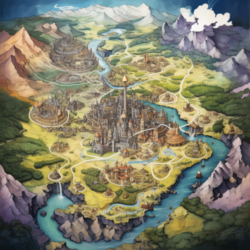 Detailed sketch of fantasy city map