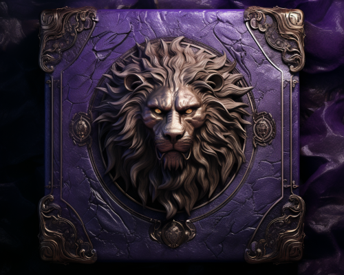 Leather Bound Book Purple Wax Seal Lion Icon