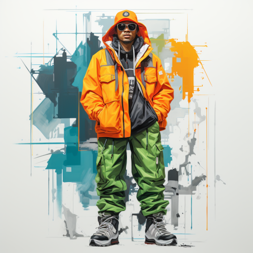 Fantasy Male Character in Green and Orange Attire