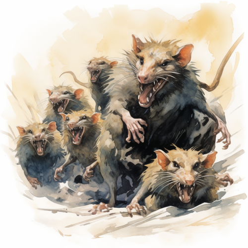 Swarm of rabid giant rats with glowing eyes