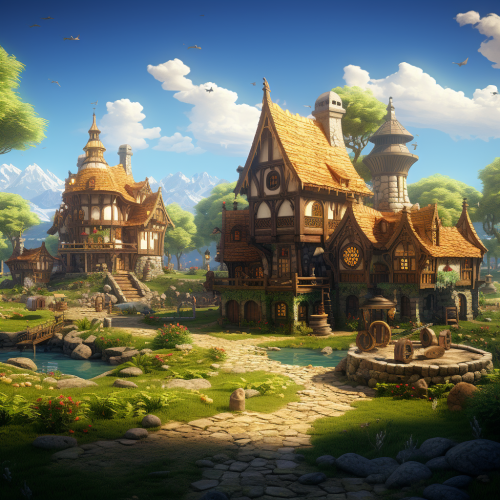 Farm center fantasy buildings