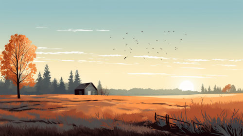 Beautiful farm with tall trees