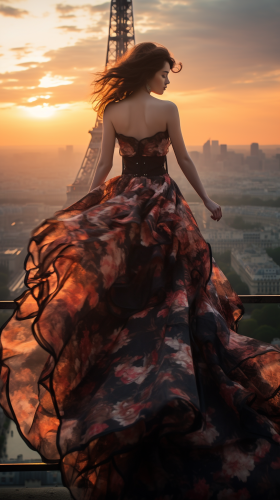 Fashion model in sci-fi long dress