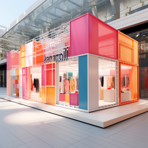 Colorful Fashion Store with Mirror and Dressing Room