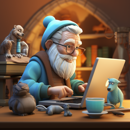 Elderly man enjoying fast internet