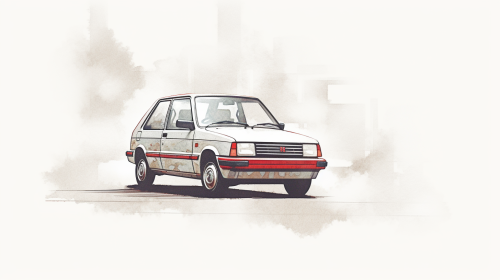 Sketch of a fast-moving Mehran car Sketch of a fast-moving Mehran car