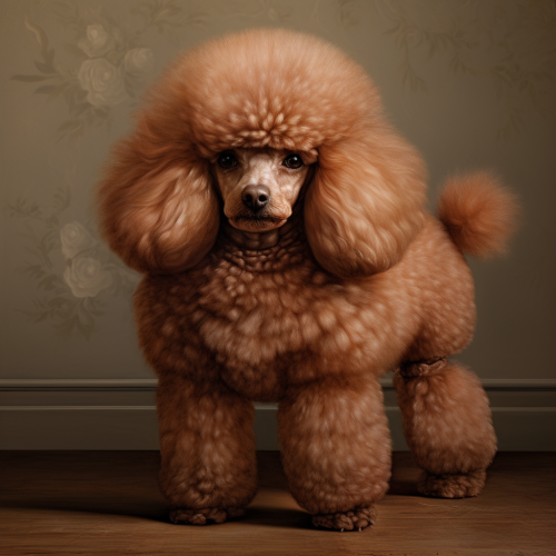 Cute chubby poodle with curly fur