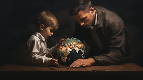 Father teaching child life lessons