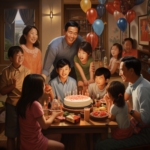 Happy father's birthday celebration with loved ones