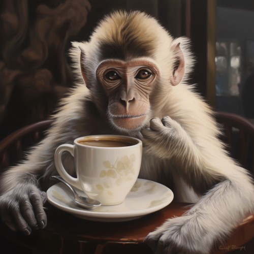 Cute monkey enjoying a cappuccino Cute monkey enjoying a cappuccino