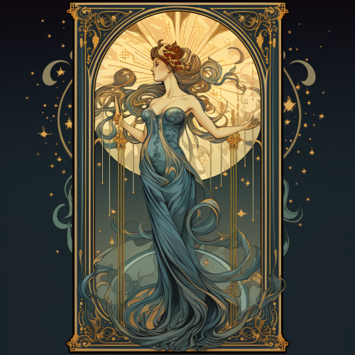 Female Figure in Art Nouveau Tarot Card
