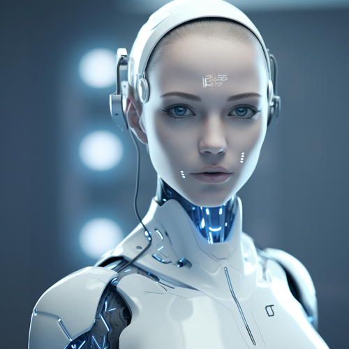 Female futuristic AI interface avatar