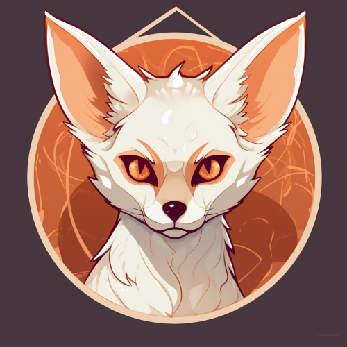 Cute Fennec Fox Line Drawing Character