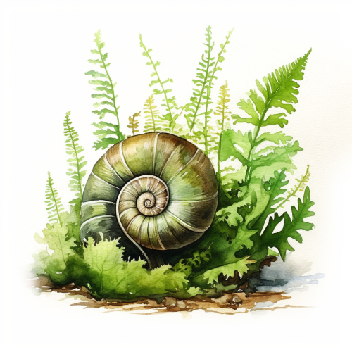 Ferns growing out of snail shell