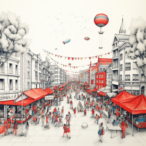 Vibrant festival streets design