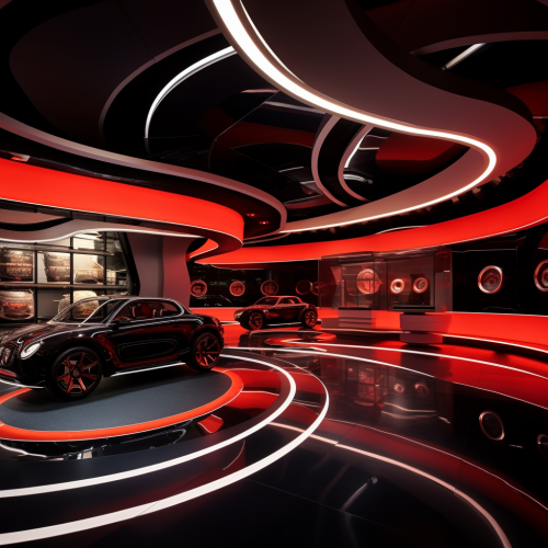 Futuristic Fiat Showroom, Black and Red Colors
