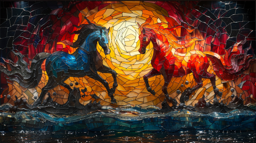 fiery horses stained glass art fiery horses stained glass art
