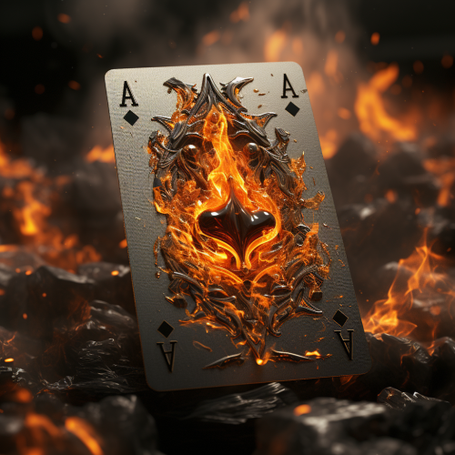 Detailed emblem of spades engulfed in flames