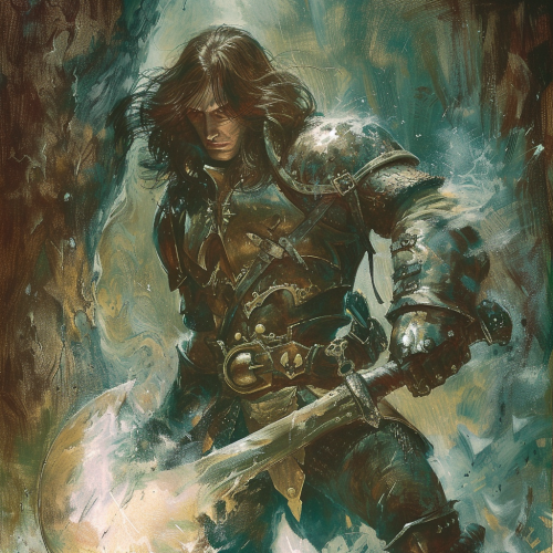 Dark Fantasy Fighter in Armor with Axe