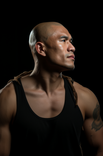 Filipino Muscular Man with Scar in Studio Filipino Muscular Man with Scar in Studio