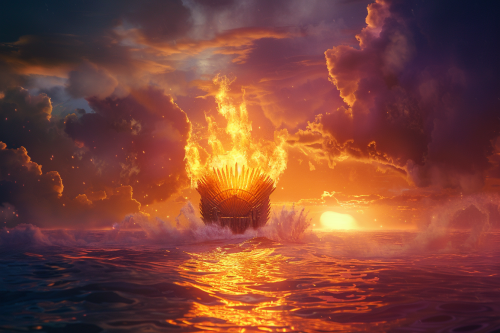 Animated fire throne ocean scene