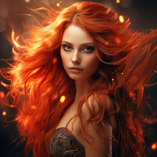 Stunning Firebird Princess with Vibrant Red Hair