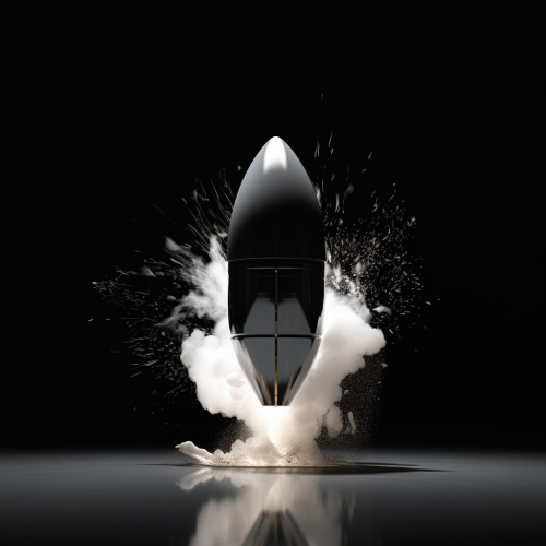 Black and white fired bullet with rising smoke Black and white fired bullet with rising smoke
