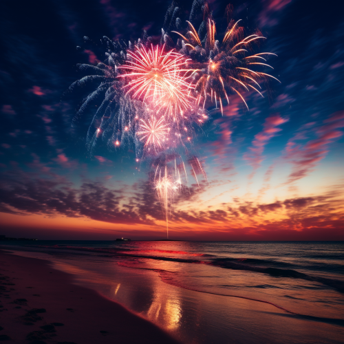 Stunning Fireworks over Gulf of Mexico