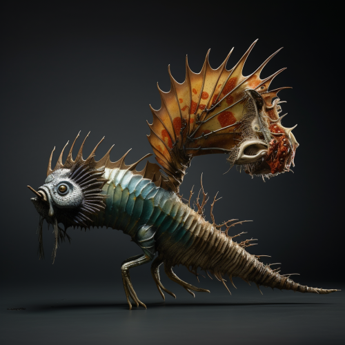 Fish Caterpillar with Wings Side View Fish Caterpillar with Wings Side View