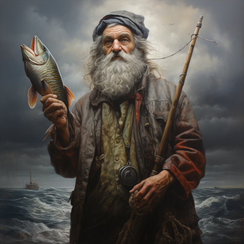 Fisherman Catching Fish with a Smile