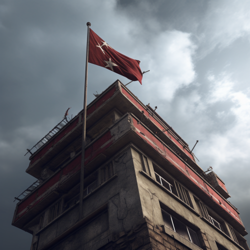 Flag on Building, Strong and Powerful