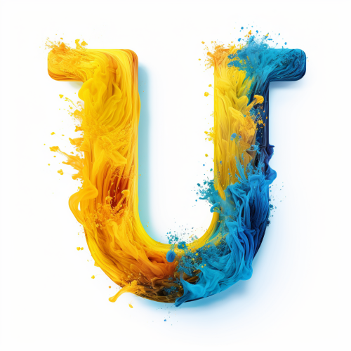 Vibrant flame with blue and yellow letter U