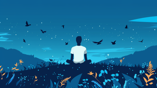 Minimalistic blue nature meditation vector