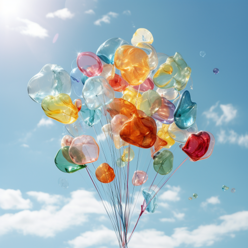 Top-down view of floating balloon flower