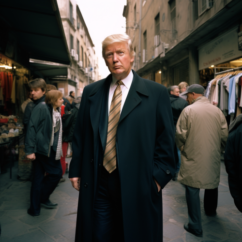 Trump with an Otherworldly Hairstyle at Florence Market
