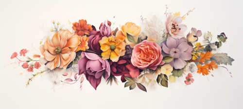 Colorful flower illustration in pencil