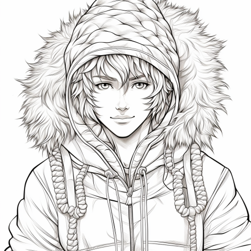 Ken in fluffy wool hoodie coloring page