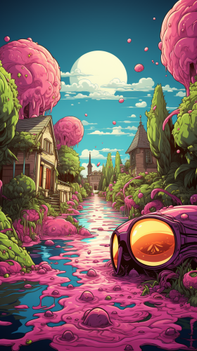 Fluorescent monster enjoying a pool party