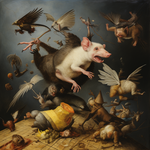 Unbelievable Flying Pig Rat Painting Unbelievable Flying Pig Rat Painting