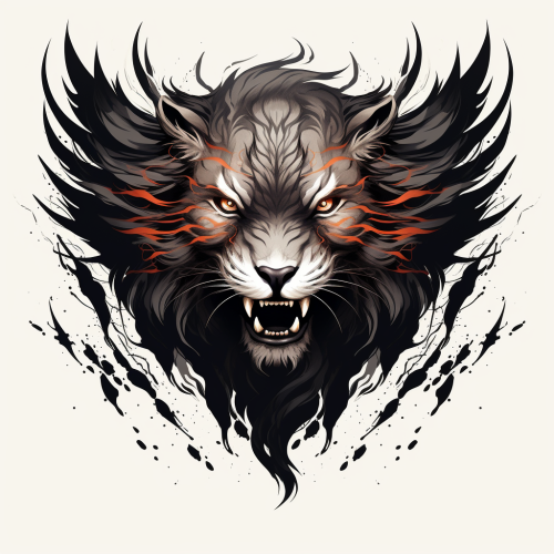 Flying tiger tattoo with wings