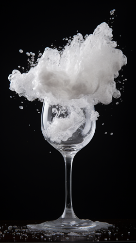 Refreshing foam in glass on black background