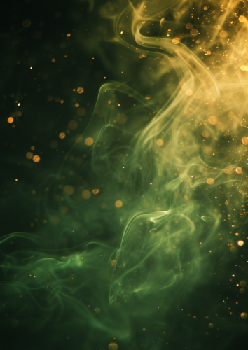 Golden green fog smoke vintage fairy lights