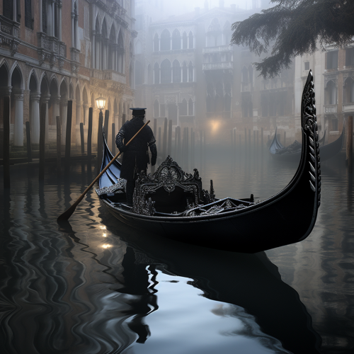 Enchanting Venice canal in mysterious fog