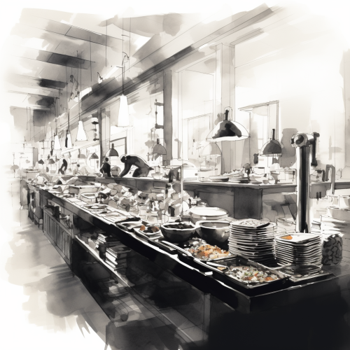 Abstract food station in buffet