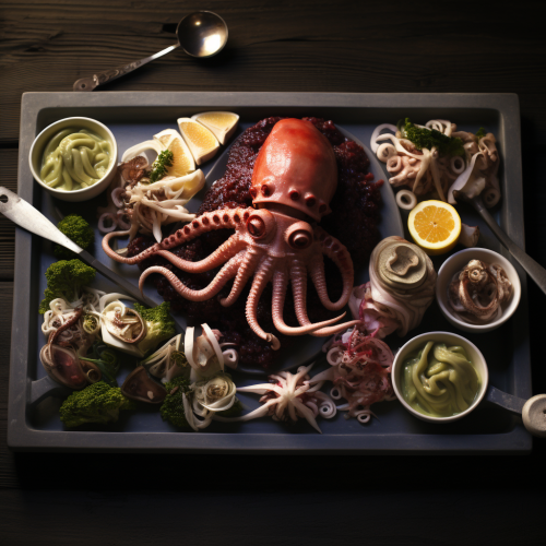 Food Stylist Photo - Restaurant Platters of Cthulu-Style Food Food Stylist Photo - Restaurant Platters of Cthulu-Style Food