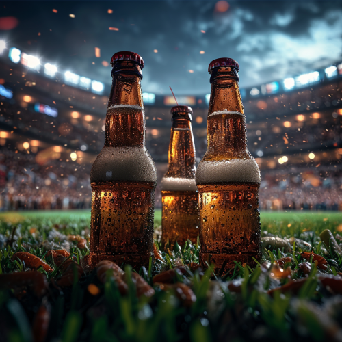 American Football Stadium Jumbo Beer Bottles Field Goal